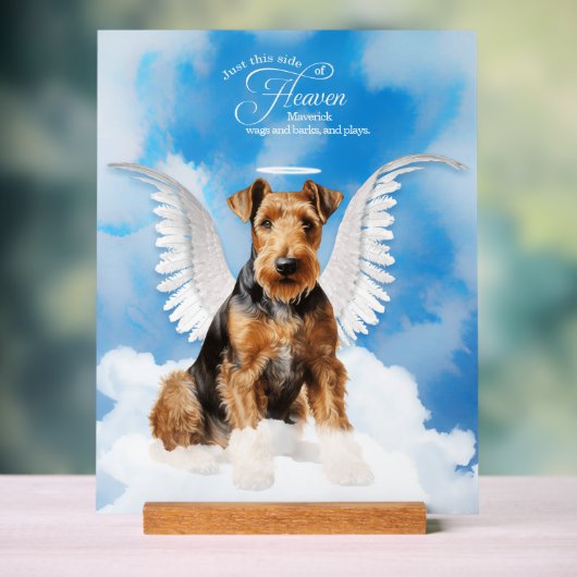 Airedale Terrier Angel Hund mit Name Pet Memorial Acrylschild (Neutral)