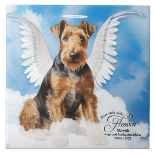 Airedale Terrier Angel Personalisiertes Tier Memor Fliese