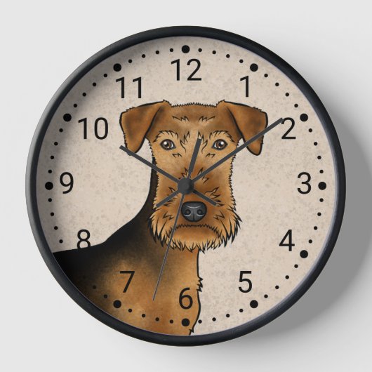 Airedale Terrier Bingley Terrier Dog Kopf auf Beig Uhr (Vorderseite)