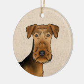 Airedale Terrier Bingley Terrier Dog Kopf und Name Keramik Ornament (Links)