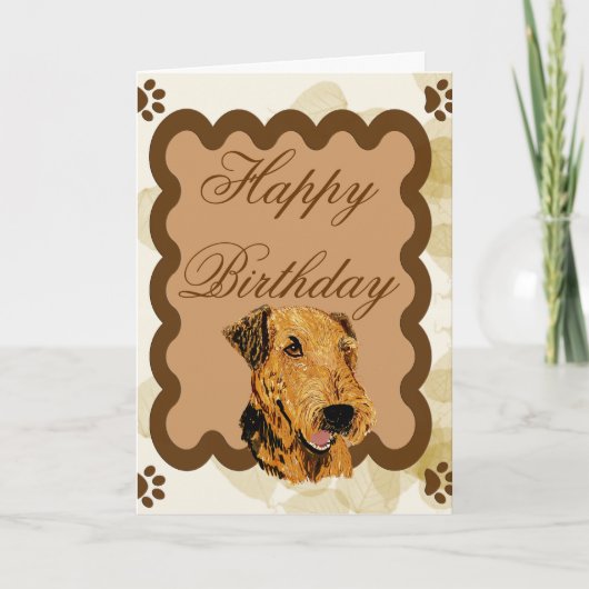 Airedale Terrier ~ Birthday Tan Blätter Karte (Vorderseite)
