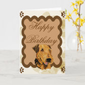Airedale Terrier ~ Birthday Tan Blätter Karte (Gelbe Blume)