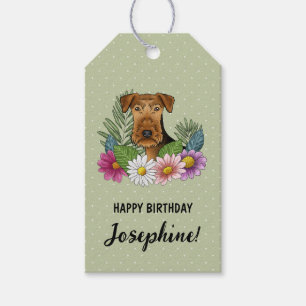 Airedale Terrier Blume Grün Geschenkanhänger