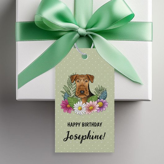 Airedale Terrier Blume Grün Geschenkanhänger