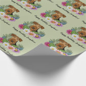 Airedale Terrier Blume Grün Geschenkpapier (Ecke)