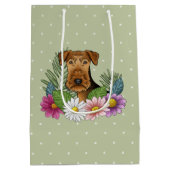 Airedale Terrier Blume Grün Mittlere Geschenktüte (Rückseite)
