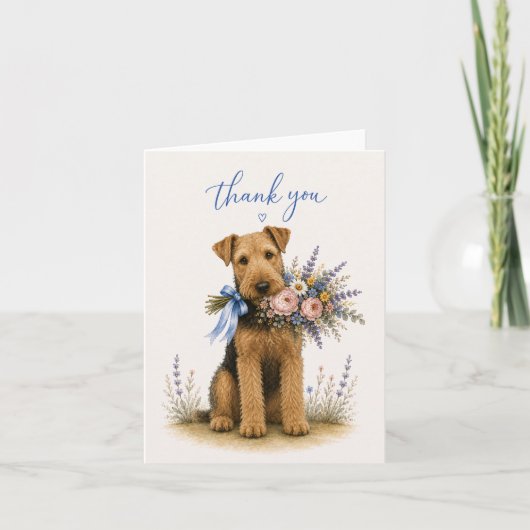 Airedale Terrier Blumenstrauß Danke (Vorderseite)
