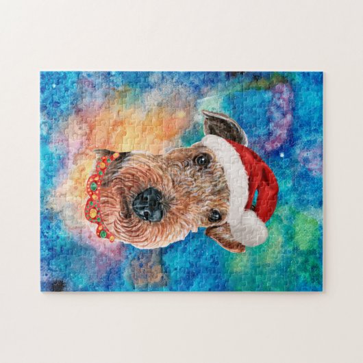 Airedale Terrier Breed Dog Weihnachten Puzzle (Horizontal)