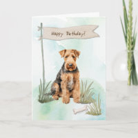 Airedale Terrier Breed Hund unter Geburtstagszeich