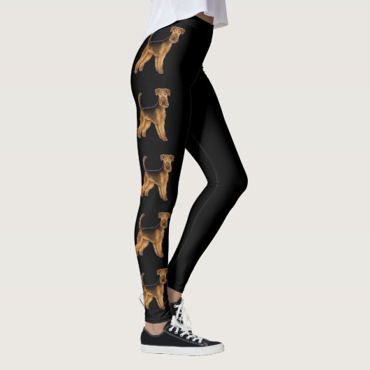 Airedale Terrier Cartoon Dog Bingley Terrier Black Leggings (Rechts)