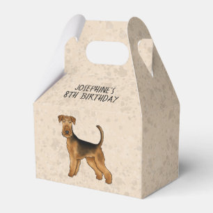 Airedale Terrier Cartoon Hund auf Beige mit Text Geschenkschachtel