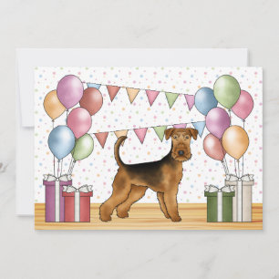 Airedale Terrier Cartoon Hund farbenfroh Geburtsta Einladung