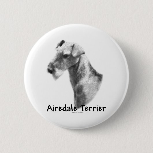 Airedale Terrier Charcoal Button (Vorderseite)