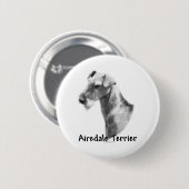 Airedale Terrier Charcoal Button (Vorne & Hinten)
