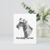 Airedale Terrier Charcoal Postkarte (Stehend Vorderseite)