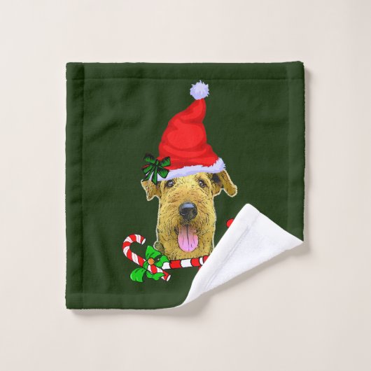Airedale Terrier Christmas Badhandtuch Set (Waschlappen)