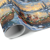 Airedale Terrier Christmas Boat Holiday Geschenkpapier (Rolleneckpunkt)