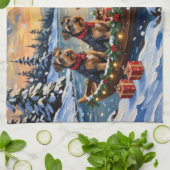 Airedale Terrier Christmas Boat Holiday Geschirrtuch (Gefaltet)