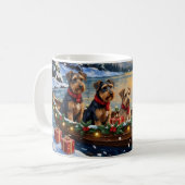 Airedale Terrier Christmas Boat Holiday Kaffeetasse (Vorderseite Links)