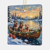 Airedale Terrier Christmas Boat Holiday Keramikornament (Links)