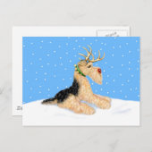 Airedale Terrier Christmas Dale Deer Feiertagspostkarte (Vorne/Hinten)