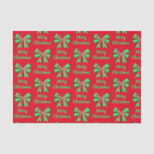Airedale Terrier Christmas Dog & Green Bow Seidenpapier (Vorderseite)