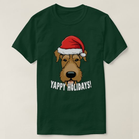 Airedale Terrier Christmas Dog Lover Puppy Santa T-Shirt (Design vorne)