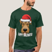 Airedale Terrier Christmas Dog Lover Puppy Santa T-Shirt (Vorderseite)