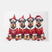 Airedale Terrier Christmas Dress Santa Hat Fußmatte (Vorderseite)