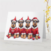 Airedale Terrier Christmas Dress Santa Hat Karte (Gelbe Blume)