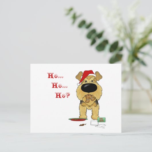 Airedale Terrier Christmas Feiertagspostkarte (Stehend Vorderseite)
