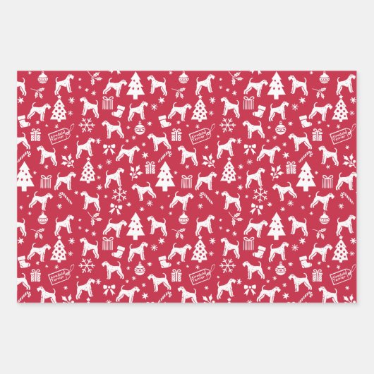 Airedale Terrier Christmas Geschenkpapier Set (Vorderseite)