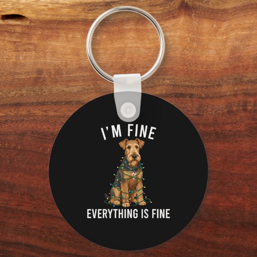 Airedale Terrier Christmas I'm Fine Everything Is Schlüsselanhänger (Vorderseite)