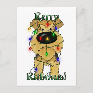 Airedale Terrier Christmas Lights Feiertagspostkarte