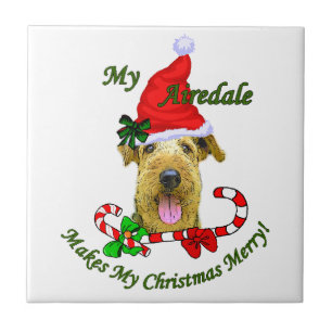 Airedale Terrier Christmas Merry Fliese