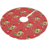 Airedale Terrier Christmas Merry Polyester Weihnachtsbaumdecke (Schrägansicht)
