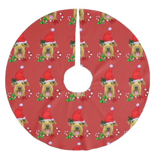 Airedale Terrier Christmas Merry Polyester Weihnachtsbaumdecke (Vorderseite)
