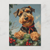 Airedale Terrier Christmas Postkarte (Vorderseite)