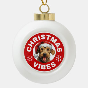 Airedale Terrier Christmas Vibes Keramik Kugel-Ornament