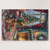 Airedale Terrier Christmas Victorian Living Room Puzzle (Horizontal)