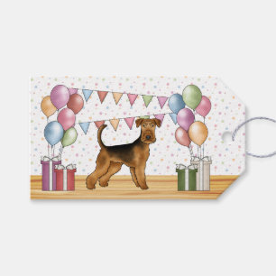 Airedale Terrier Colorful Pastel Happy Birthday Geschenkanhänger