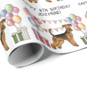 Airedale Terrier Colorful Pastel Happy Birthday Geschenkpapier (Rolleneckpunkt)