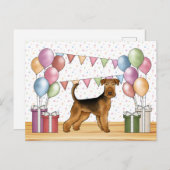 Airedale Terrier Colorful Pastel Happy Birthday Postkarte (Vorne/Hinten)