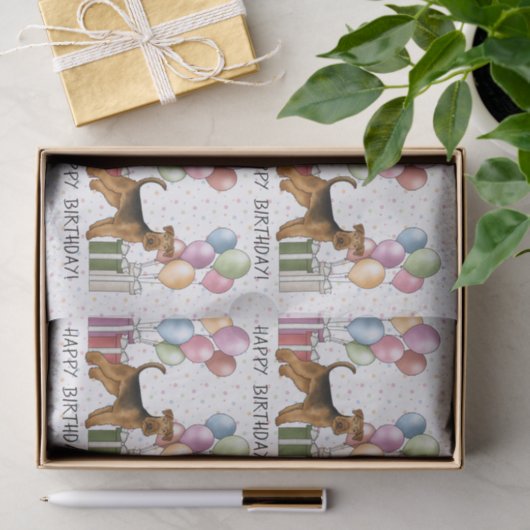 Airedale Terrier Colorful Pastel Happy Birthday Seidenpapier (Geschenk)