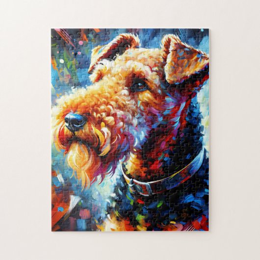 Airedale Terrier Dog Acrylic Print | Farblich Puzzle (Vertikal)