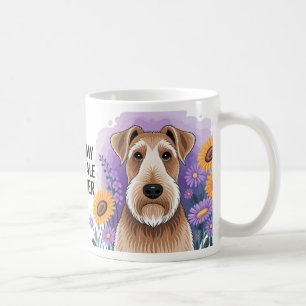Airedale Terrier Dog Art mit Blume Kaffeetasse