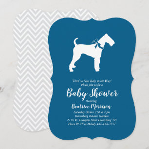 Airedale Terrier Dog Baby Shower Blue Boy Einladung