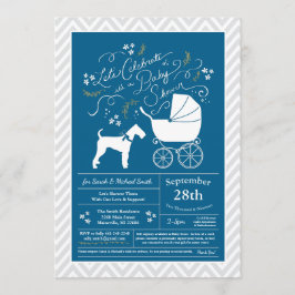 Airedale Terrier Dog Baby Shower Blue Boy Einladung