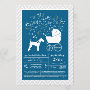 Airedale Terrier Dog Baby Shower Blue Boy Einladung