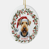 Airedale Terrier Dog Ceramic Circle Ornament (Rechts)